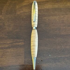 Elegant Wooden Ballpoint Pen with Silver Accents